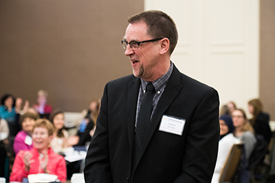 Dr. Strobbe stood as his 1st place award in the faculty category was announced at 2016 Dean's Research Day