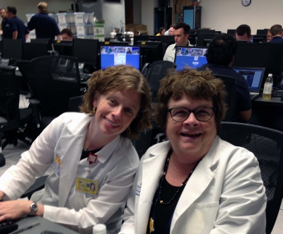 Flaherty-Robb with UMSN Adjunct Clinical Instructor Leah Shever at a MiChart GoLive event Flaherty-Robb with UMSN Adjunct Clinical Instructor Leah Shever at a MiChart G