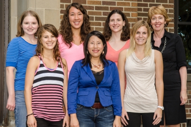 Top row from left: Allison Grekin, Kristen Choi, Emily Neff, Dr. Susan Pressler, Bottom row from left: Jordan Harrison, Daphne Sy, Joslyn Jackson