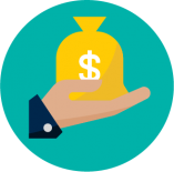 Hand holding money bag