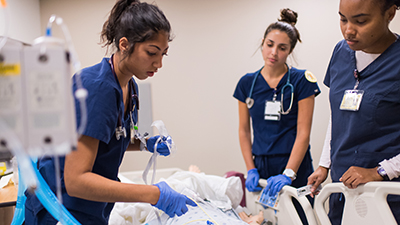 Group of students in clinical learning center