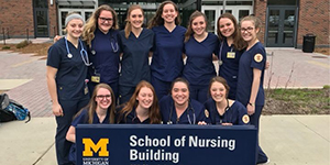 Students in front of UMSN sign