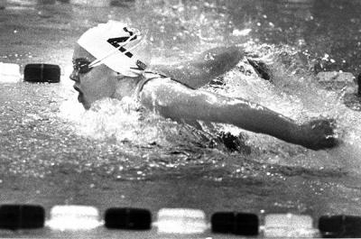 Tschannen during the early years of her swimming career