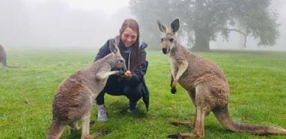 Nursing student with Kangaroos