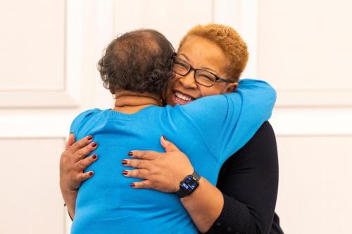 Alumni embracing at the reunion