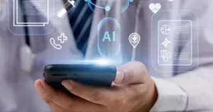 Nurse holding a smartphone