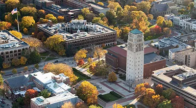 Aerial view of the Burton Memorial Tower
